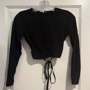 Black Long Sleeve Women's Top with open back